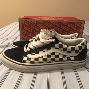 Black checkerboard vans